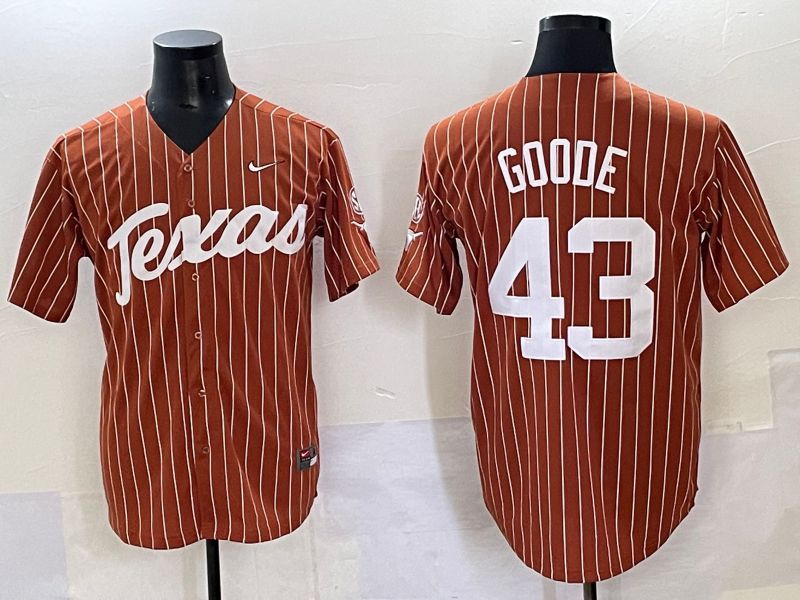 Men 2025 Texas Longhorns #43 Goode Brown stripe Joint Name Nike NCAA Jersey style 1->ncaa teams->NCAA Jersey